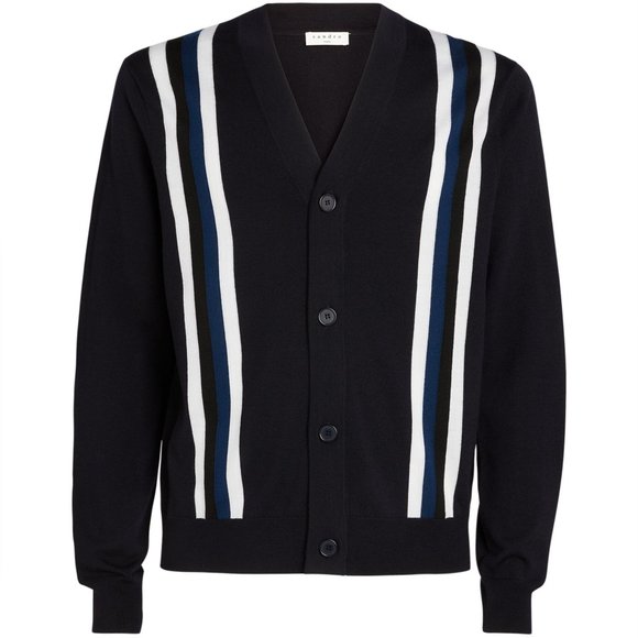 Sandro Other - Sandro Paris Men's Navy College Wool Striped Button Cardigan, Small, NWOT